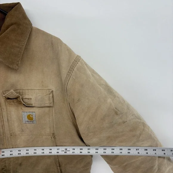 Vintage 90s Carhartt Jacket Brown Quilt Lined Duck Canvas Distressed Men XL